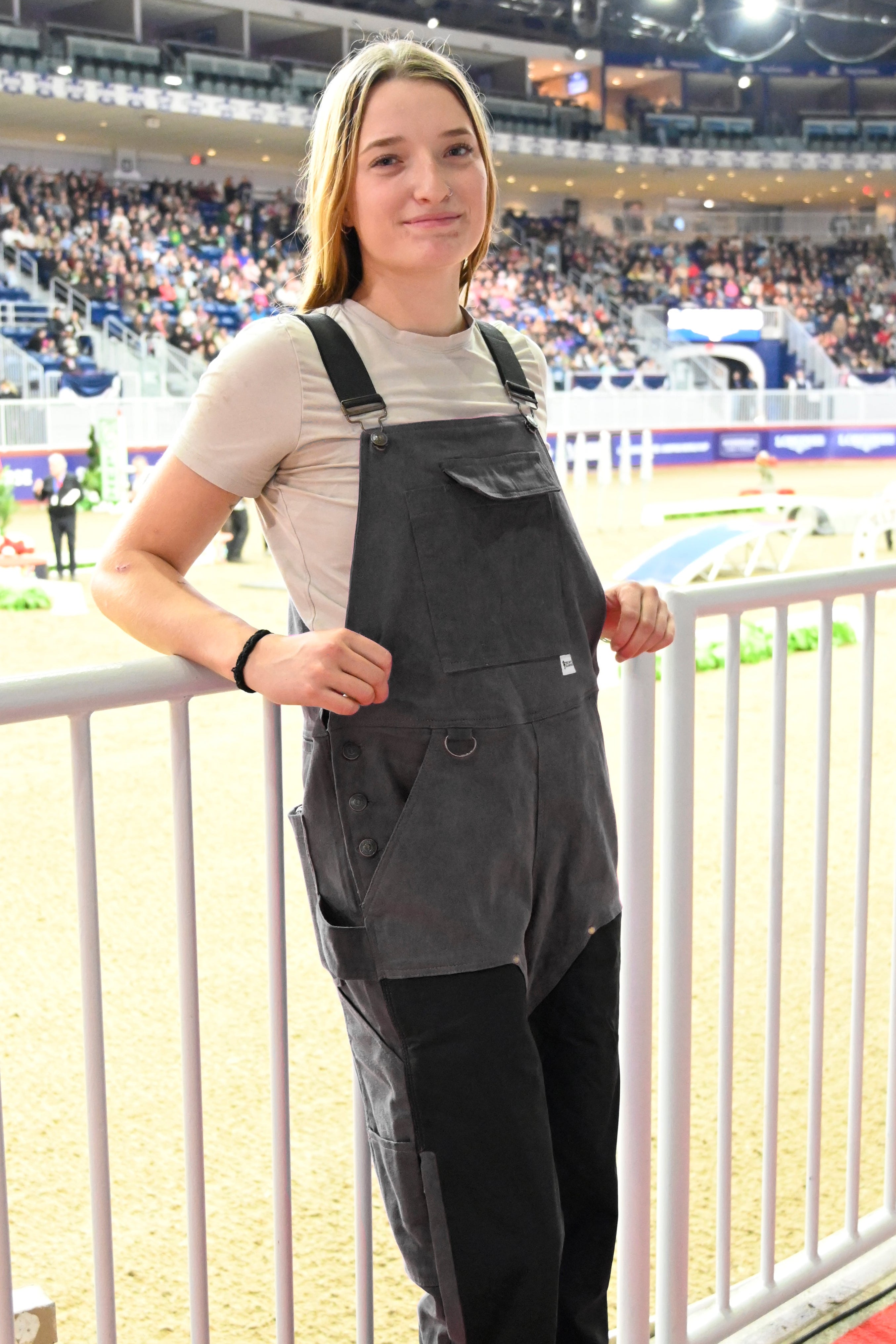 Zenith grey work overalls reinforced stitching and pocket detail